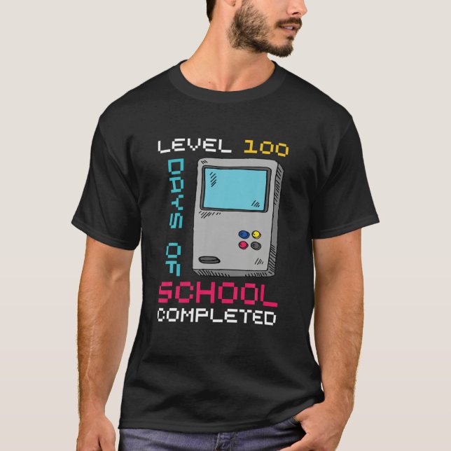 Camiseta Level 100 Days Of School Completed Gamer 100Th Day (Anverso)