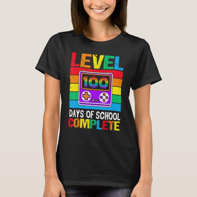 Camiseta Level 100 Days of School Completed Rainbow Video G (Anverso)