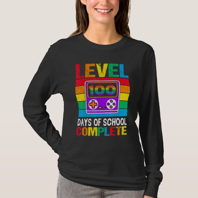 Camiseta Level 100 Days of School Completed Rainbow Video G (Anverso)