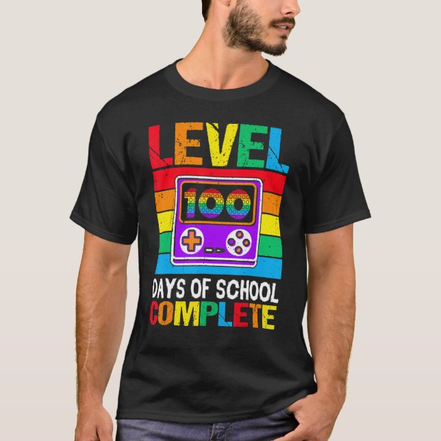 Camiseta Level 100 Days of School Completed Rainbow Video G (Anverso)