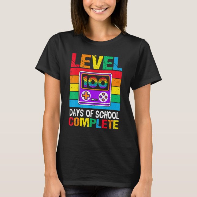 Camiseta Level 100 Days of School Completed Rainbow Video G (Anverso)