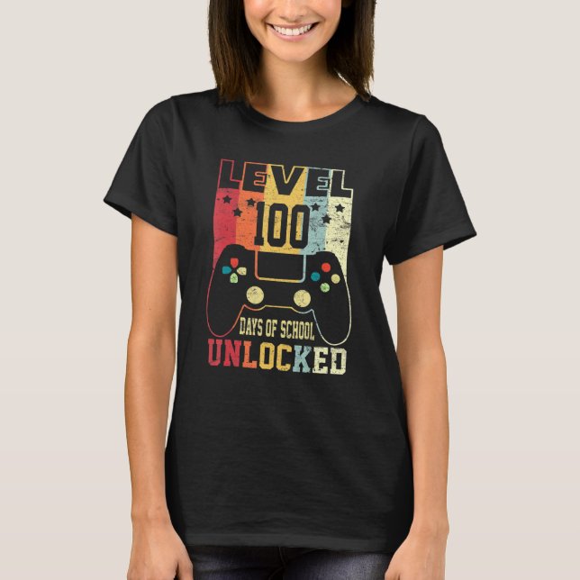 Camiseta Level 100 Days Of School Unlocked 100th Day Studen (Anverso)