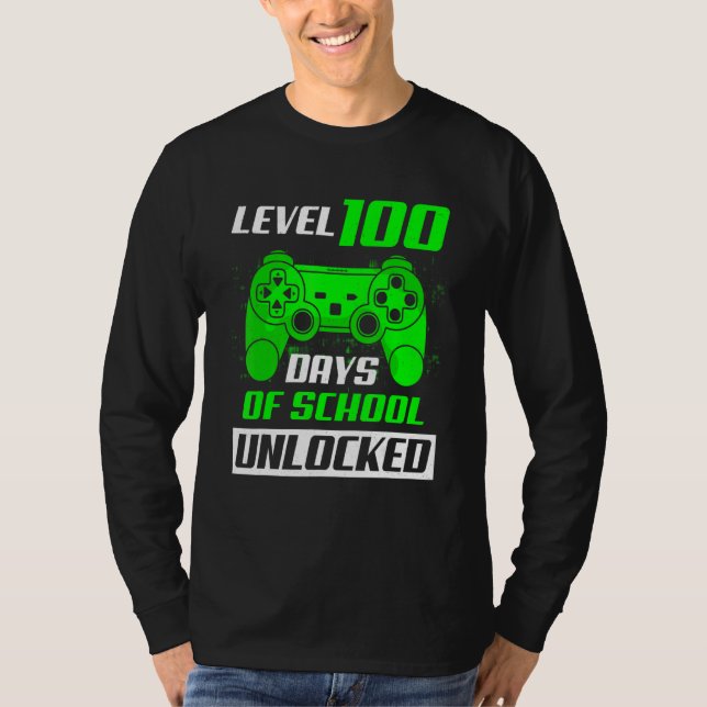 Camiseta Level 100 Days Of School Unlocked 100th Day Video  (Anverso)
