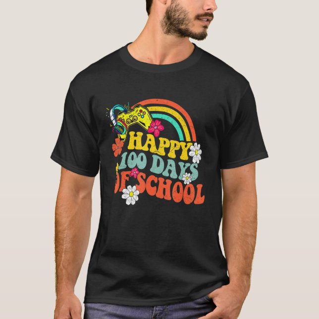 Camiseta Level 100 Days Of School Unlocked Game Gamer 100th (Anverso)