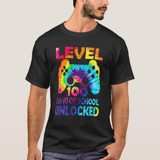 Camiseta Level 100 Days Of School Unlocked Gamer Video Game (Anverso)