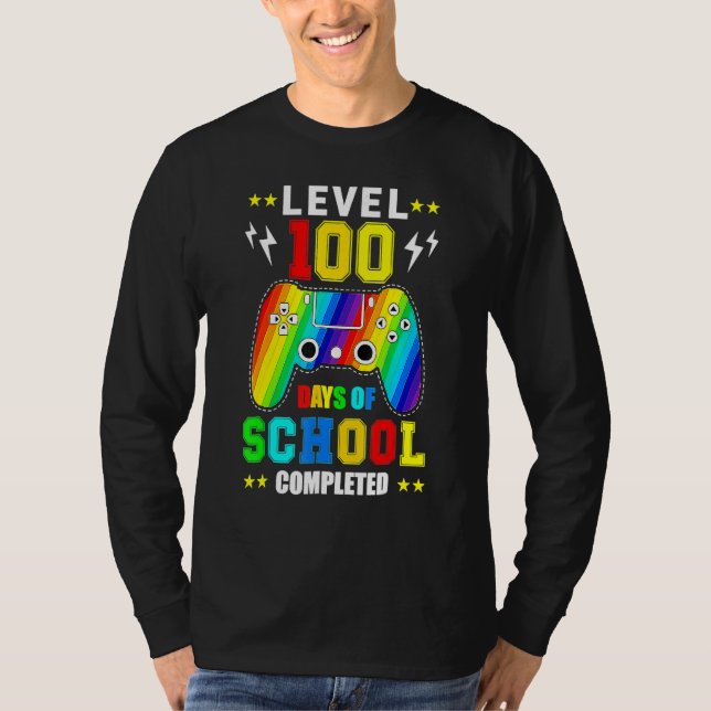 Camiseta Level 100 Days Of School Unlocked Gamer Video Game (Anverso)