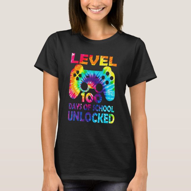 Camiseta Level 100 Days Of School Unlocked Gamer Video Game (Anverso)