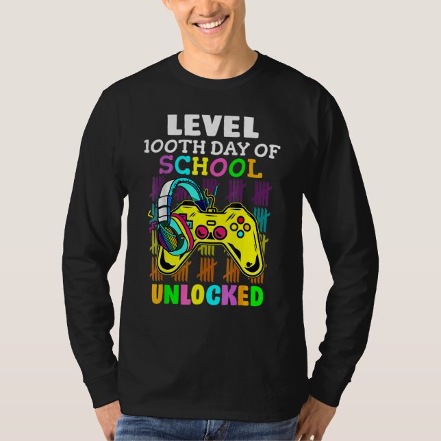 Camiseta Level 100 Days Of School Unlocked Gaming Shirts, V (Anverso)