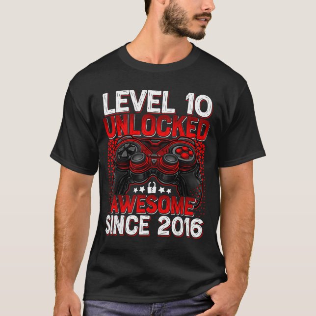 Camiseta Level 10 Unlocked 10 Year Old Boys 10th Birthday B (Anverso)