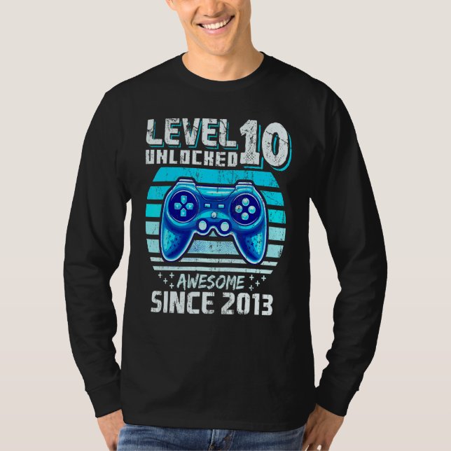 Camiseta Level 10 Unlocked Awesome 2013 Video Game 10th Bir (Anverso)