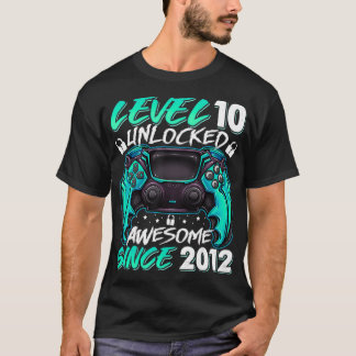 Camiseta Level 10 Unlocked Awesome Since 2012 10th Birthday