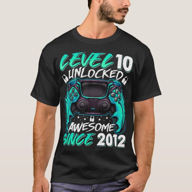 Camiseta Level 10 Unlocked Awesome Since 2012 10th Birthday (Anverso)