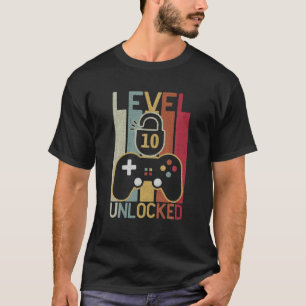 Camiseta Level 10 Unlocked Funny Video Gamer 10Th Birthday