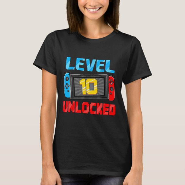 Camiseta Level 10 Unlocked Gamer 10th Birthday Gift Video G (Anverso)