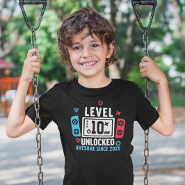 Camiseta LEVEL 10 UNLOCKED Gamer Birthday – Custom Year