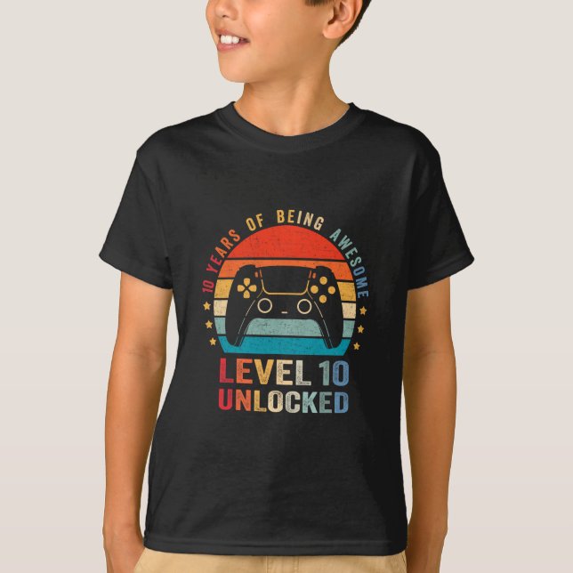 Camiseta Level 10 Unlocked Shirt Funny Video Gamer 10th Bir (Anverso)