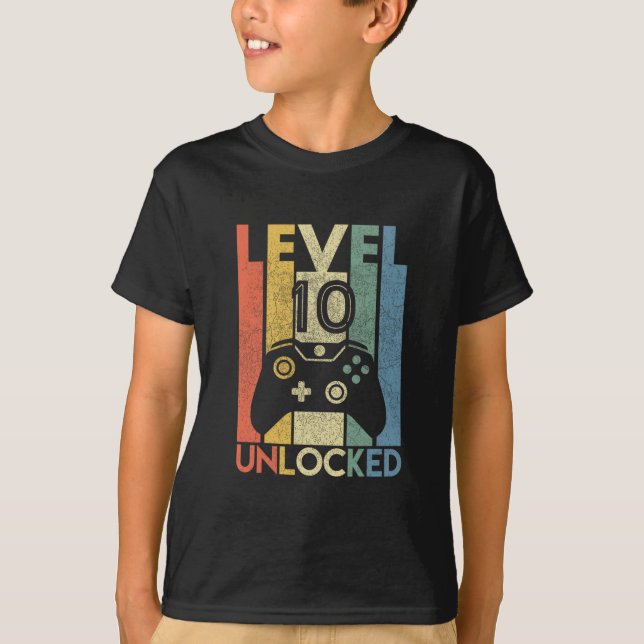 Camiseta Level 10 Unlocked Shirt Funny Video Gamer 10th Bir (Anverso)