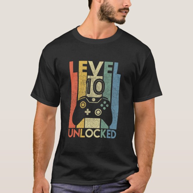 Camiseta Level 10 Unlocked Shirt Funny Video Gamer 10th Bir (Anverso)