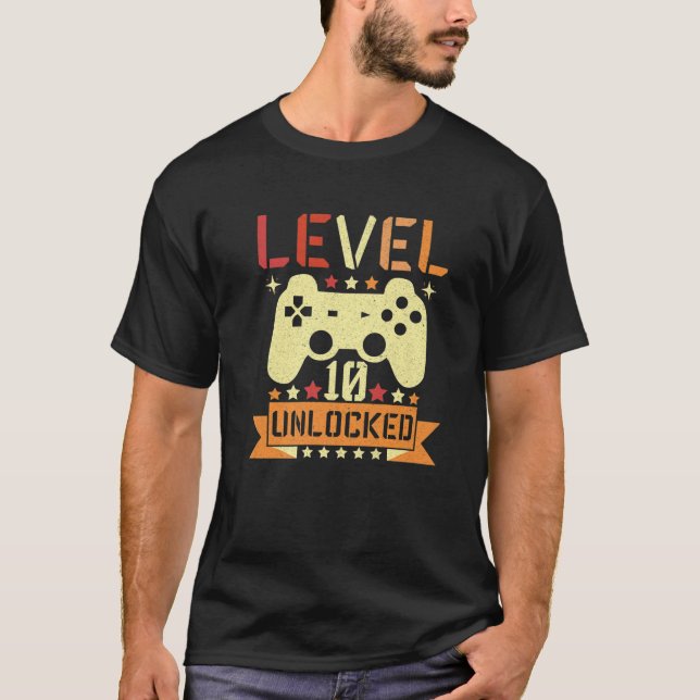 Camiseta Level 10 Unlocked Video Game 10Th Birthday Gamer B (Anverso)