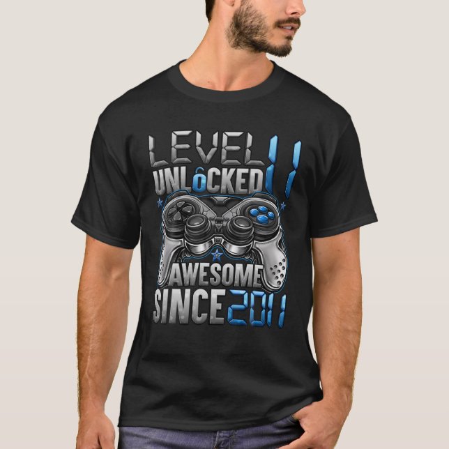 Camiseta Level 11 Unlocked Awesome Since 2011 11Th Birthday (Anverso)