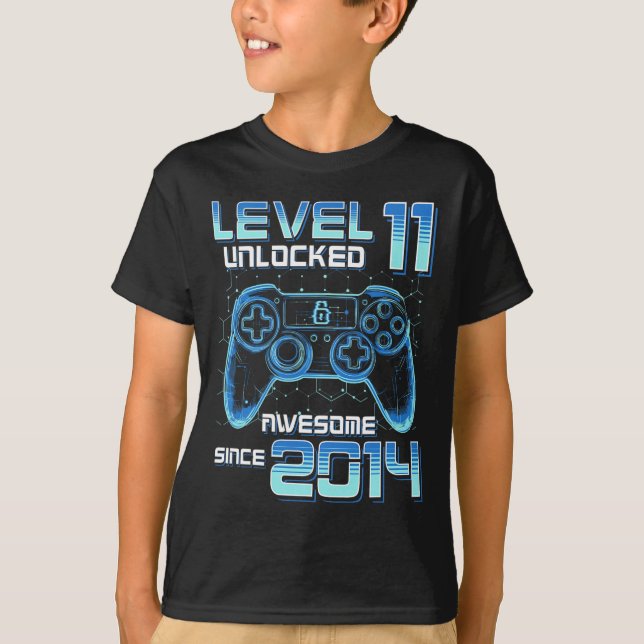 Camiseta Level 11 Unlocked Video Game Party 11th Birthday G (Anverso)