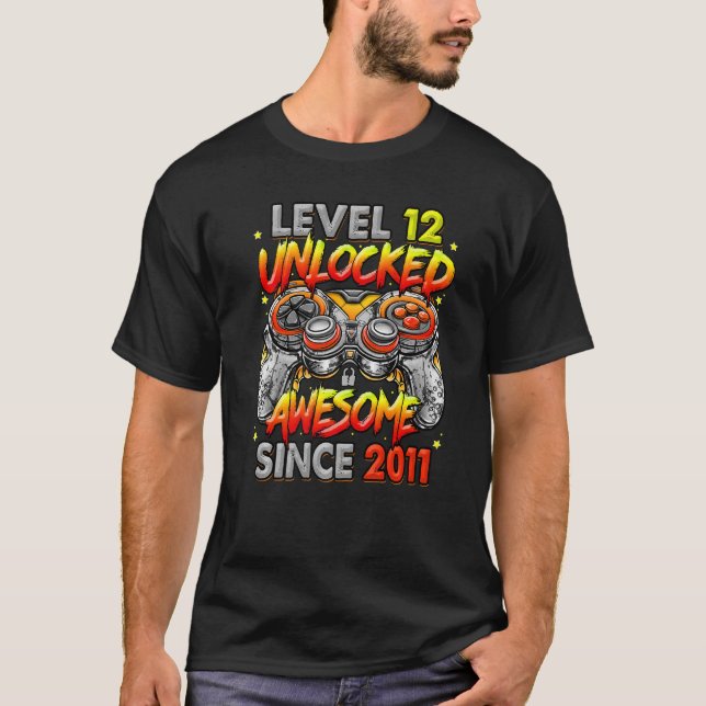 Camiseta Level 12 Unlocked Awesome Since 2011 12th Birthday (Anverso)