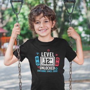 Camiseta LEVEL 12 UNLOCKED Gamer Birthday – Custom Year