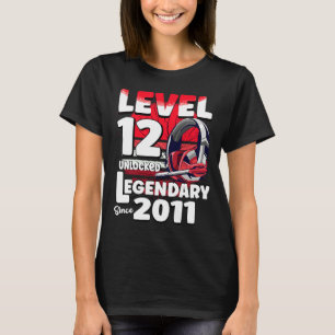 Camiseta Level 12 years old Unlocked Since 2011 12th Gamer 