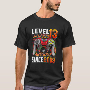 Camiseta Level 13 Unlocked Awesome Since 2009 13th Birthday