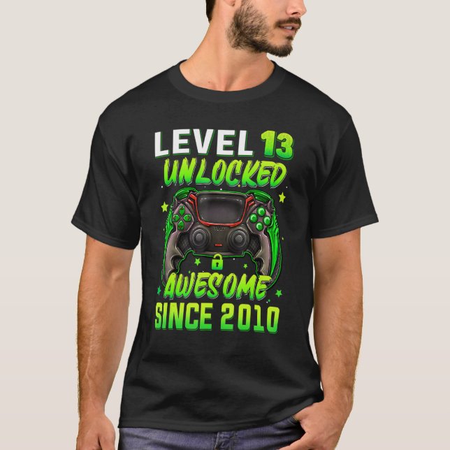 Camiseta Level 13 Unlocked Video Game 13th Birthday Gamer B (Anverso)