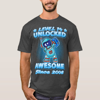 Camiseta Level 14 Unlocked Born 2008 Dabbing Astronaut 14th