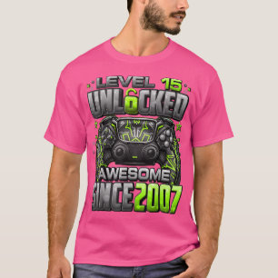Camiseta Level 15 Unlocked Awesome Since 2007 15th Birthday