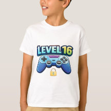 Level 16 Gamer Birthday T-Shirt for Teen Boys