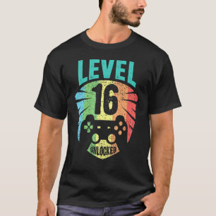 Camiseta Level 16 Unlocked 16th Birthday Boy Girl Gamer Lev