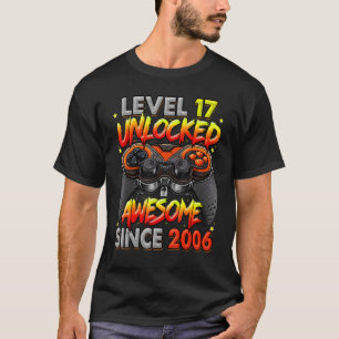 Camiseta Level 17 Unlocked Awesome Since 2006 17th Birthday