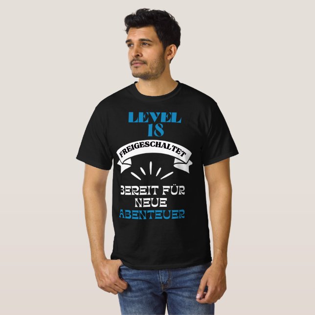 Camiseta “Level 18 Freigeschaltet:" Happy Birthday (Anverso completo)