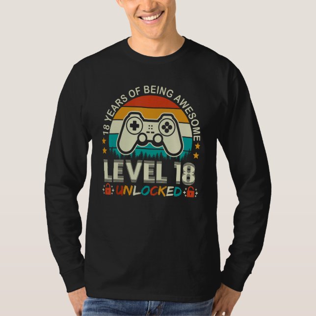 Camiseta Level 18 Unlocked Awesome 2005 Video Game 18th Bir (Anverso)