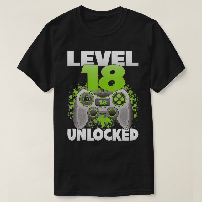 Camiseta Level 18 Unlocked Video Gaming 18th Birthday 2004  (Diseño del anverso)