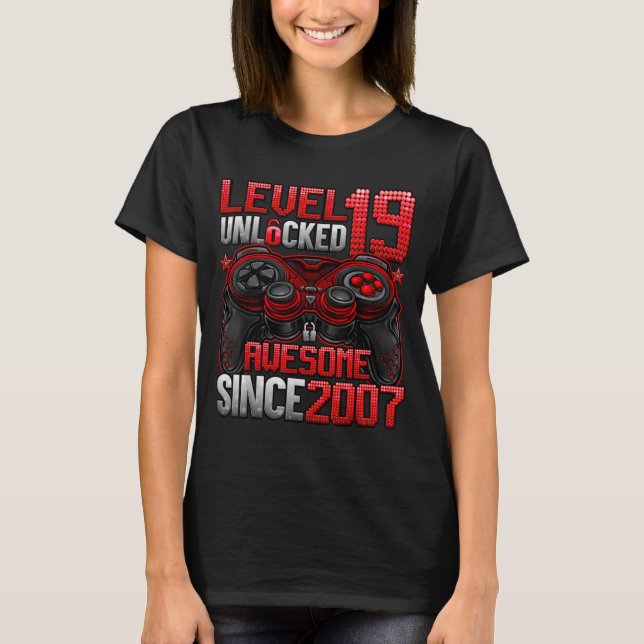Camiseta Level 19 Unlocked 19 Year Old Boys 19th Birthday B (Anverso)
