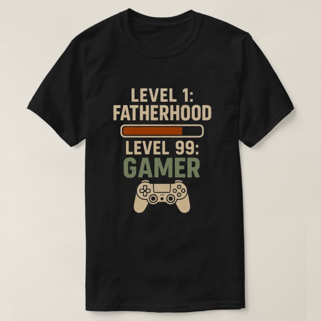 Camiseta Level 1 Fatherhood, Level 99 Gamer Design (Diseño del anverso)