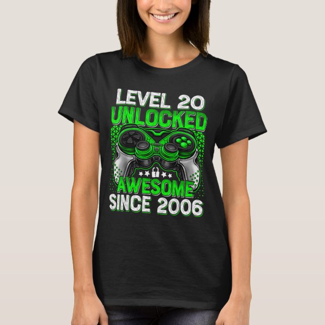 Camiseta Level 20 Unlocked 20 Year Old Boys 20th Birthday B (Anverso)