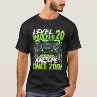 Camiseta Level 20 Unlocked Awesome Since 2001 20Th Birthday