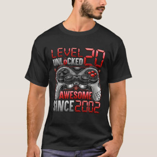 Camiseta Level 20 Unlocked Awesome Since 2002 20Th Birthday