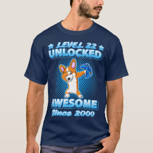 Camiseta Level 22 Unlocked Born In 2000 Dabbing Corgi 22nd