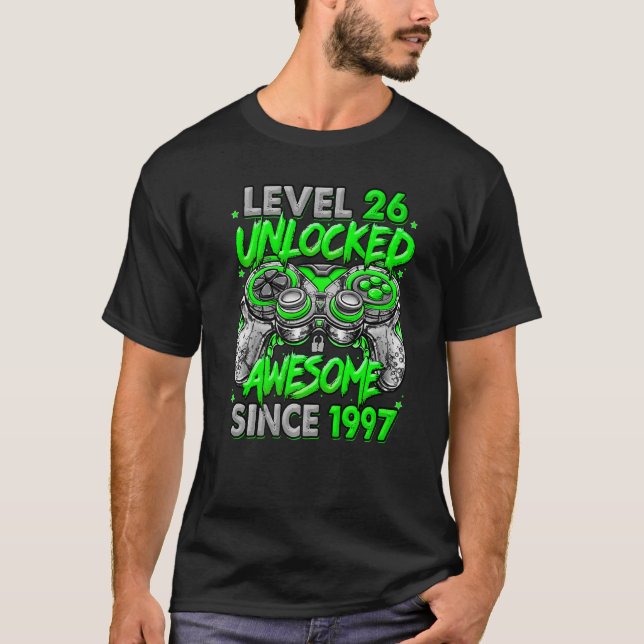 Camiseta Level 26 Unlocked Awesome Since 1997 26th Birthday (Anverso)