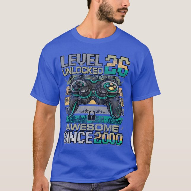 Camiseta Level 26 Unlocked Awesome Since 2000 26th Birthday (Anverso)