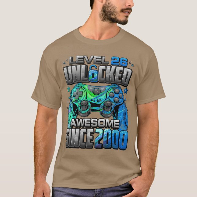 Camiseta Level 26 Unlocked Awesome Since 2000 26th Birthday (Anverso)
