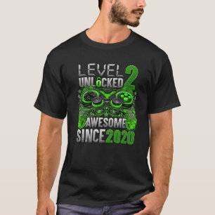 Camiseta Level 2 Unlocked Awesome Since 2020 2Nd Birthday G