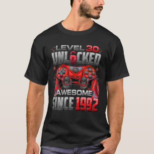 Camiseta Level 30 Unlocked Awesome Since 1992 30Th Birthday