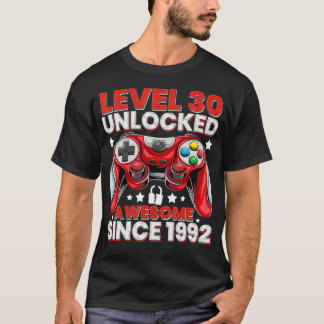 Camiseta Level 30 Unlocked Awesome Since 1992 30th Birthday